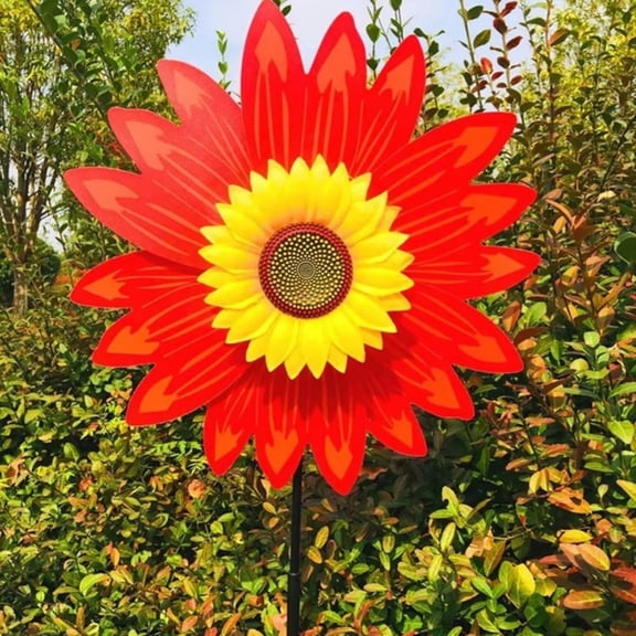Floweropen Multi colored sunflower windmills, double-layer sunflower windmills, suitable for garden decoration and outdoor ground use