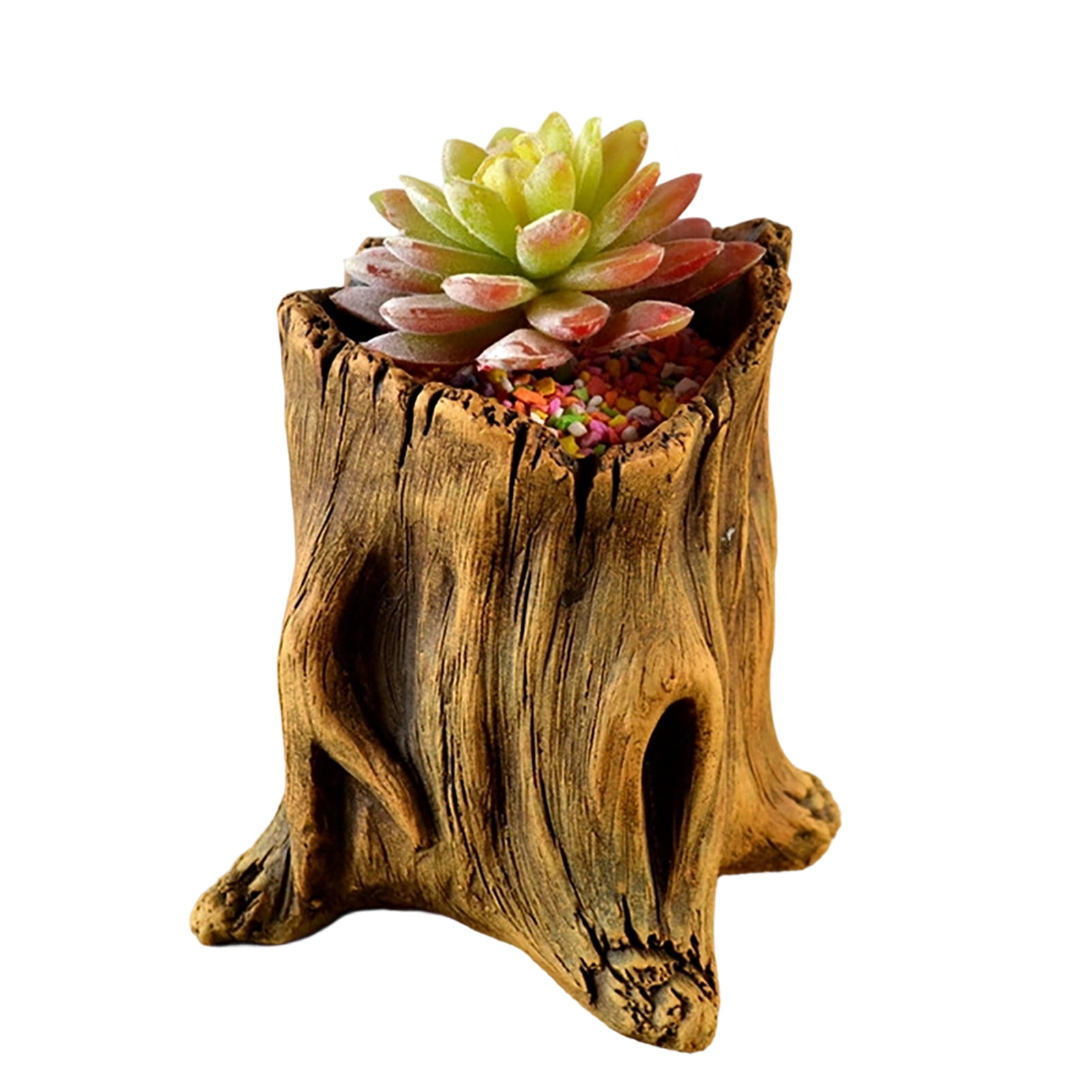 Flowerpot Hand-Painted Imitation Old Tree Stump Shape Outdoor Garden ...