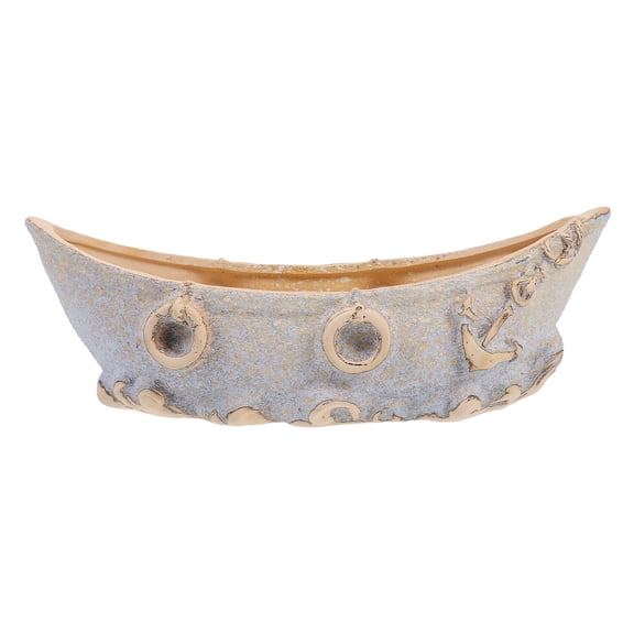 1Pc Vintage Ceramic Boat Shaped Planter Random Color Flower Pot for Home Decor