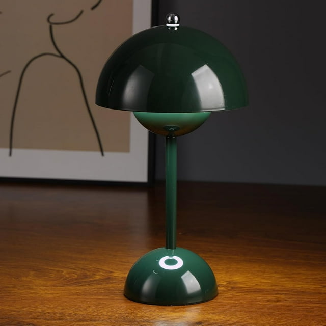 Flowerpot Lamp, Cordless Mushroom Table Lamp,3 Color Stepless Dimmable