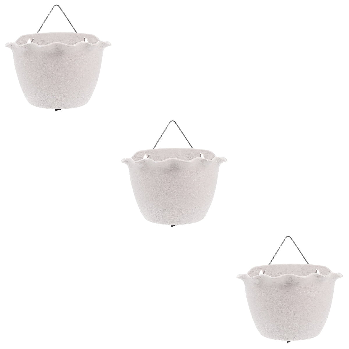 Flowerpot Outdoor Hanging Plastic Planters for Indoor Plants Pots Household 3 Pc White