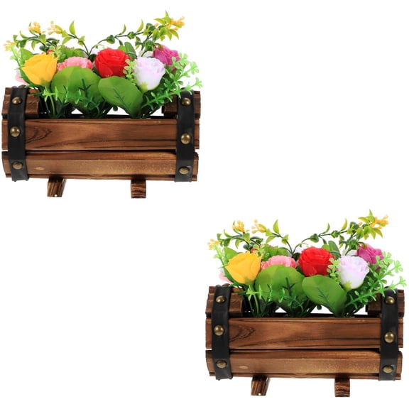 RENACLIPY 2-Pack Artificial Flowers for Home and Garden Decor, Portable Fake Potted Plants, Rustic Style Decorative Accents