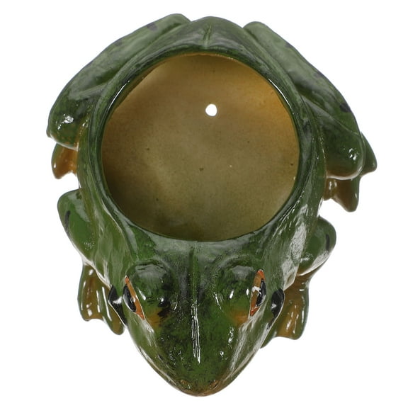 Lovely Frog Shaped Plant Pot for Home Decoration in Green Resin 4.7 Inches