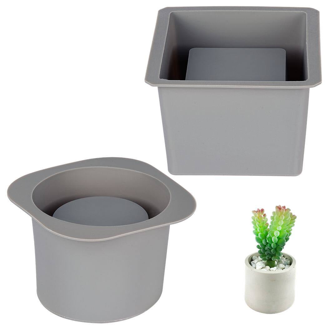 Flowerpot Silicone Mold, 2PCS Concrete Planter Pot Molds, Round