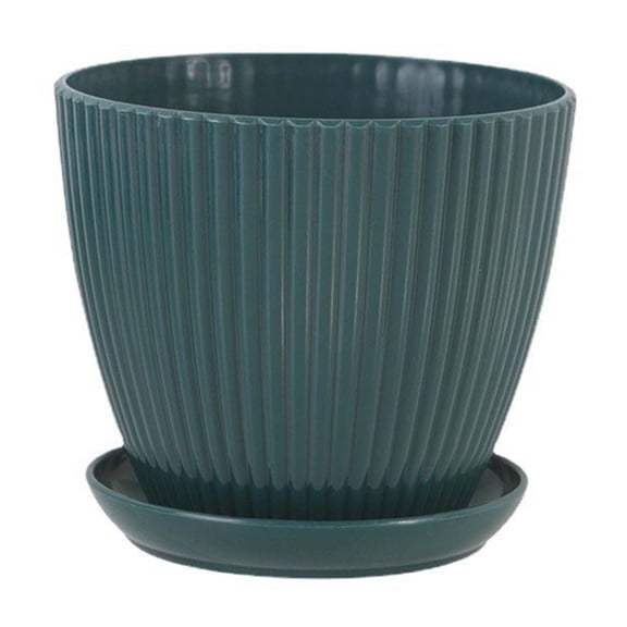 Flowerpot Vertical Pattern Thickened Non Ceramic Small Nursery Planter for Balcony Living Room Garden Decor 4x3 In Dark Green