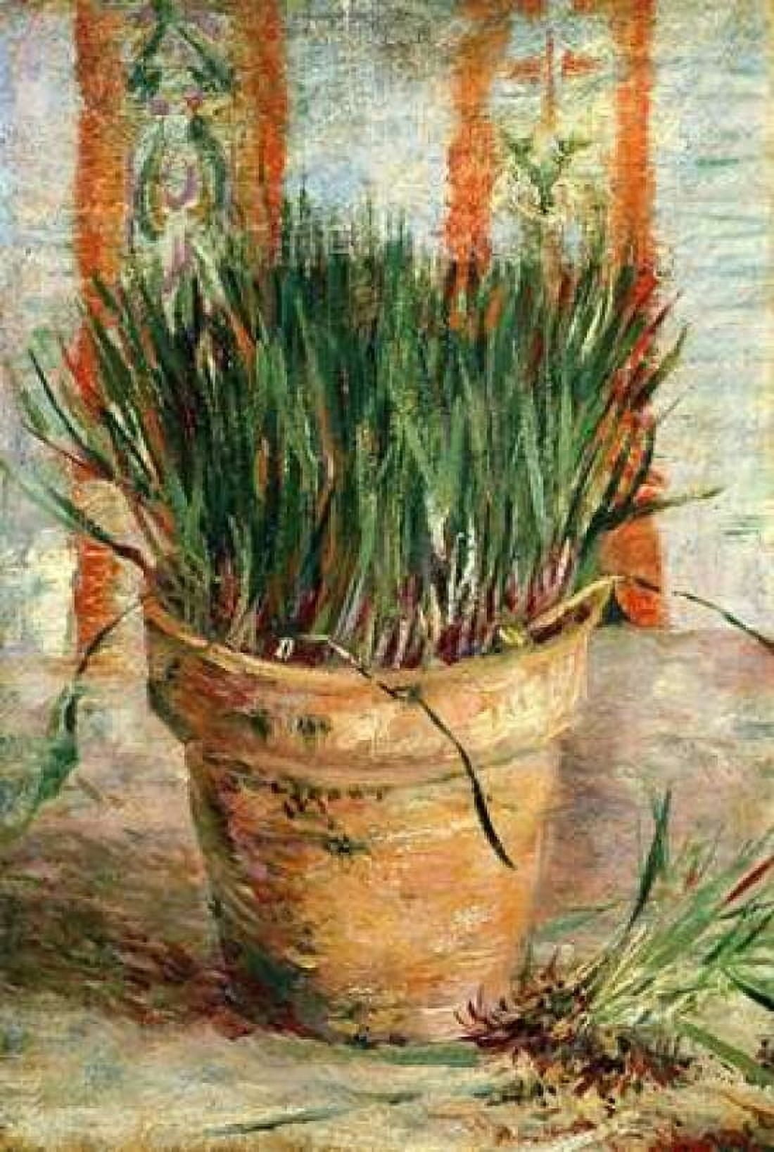 Flowerpot With Chives Canvas Art - Vincent Van Gogh (12 x 18)