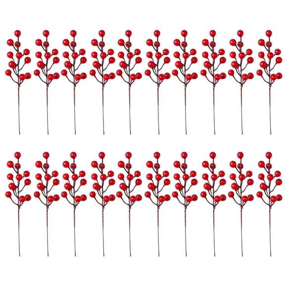 Flowers 01 20 Pack Red Berry Picks for Holly Branches Decorations Crafts Weddings Holiday Season Winter Décor Home