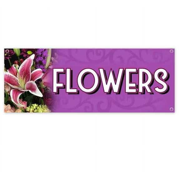 Flowers 13 oz Vinyl Banner With Metal Grommets