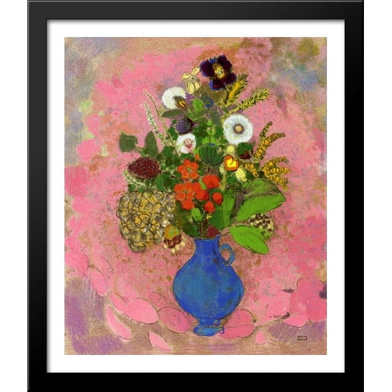 Flowers 28x34 Large Black Wood Framed Print Art by Odilon Redon