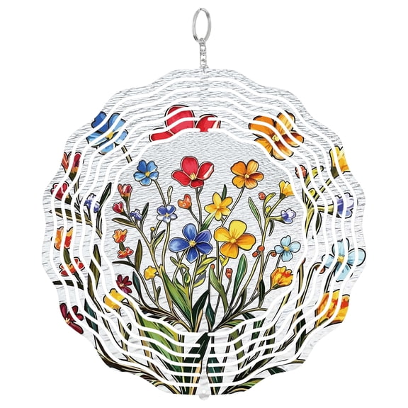 Flowers 3D Wind Spinner, Botanical Outdoor Hanging Decoration
