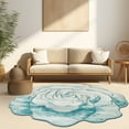 thumbnail image 1 of Flowers 5 Ft Round Throw Accent Area Rugs Floral Rose Flower Shaped Rug Modern for Girls Bedroom Floor Living Room Carpet 304 Blue, 1 of 10