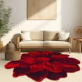 thumbnail image 1 of Flowers 5 Ft Round Throw Accent Area Rugs Floral Rose Flower Shaped Rug Modern for Girls Bedroom Floor Living Room Carpet 305 Red, 1 of 10