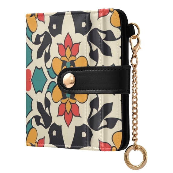 Flowers Abstract Patterns Women's Wallet PU Leather Card Cases RFID ...
