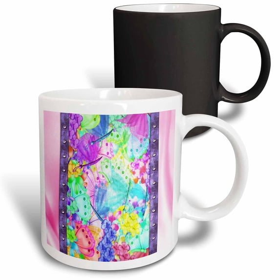 3drose, Flowers and Butterflies in Pastels, 11oz Magic Transforming Mug