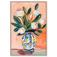 thumbnail image 1 of Flowers And Chinoiserie Canvas Boho Colorful Wall Art by Art Remedy, Silver Frame, 20" x 30", 1 of 7