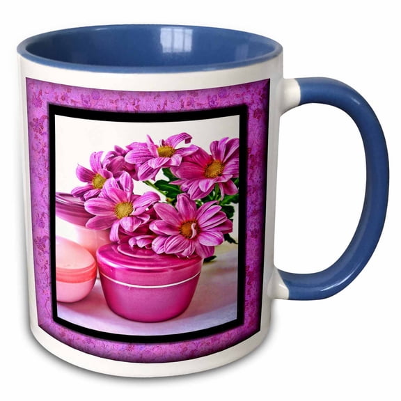 3drose, Flowers and Cream at the Spa, 11oz Two-tone Blue Mug
