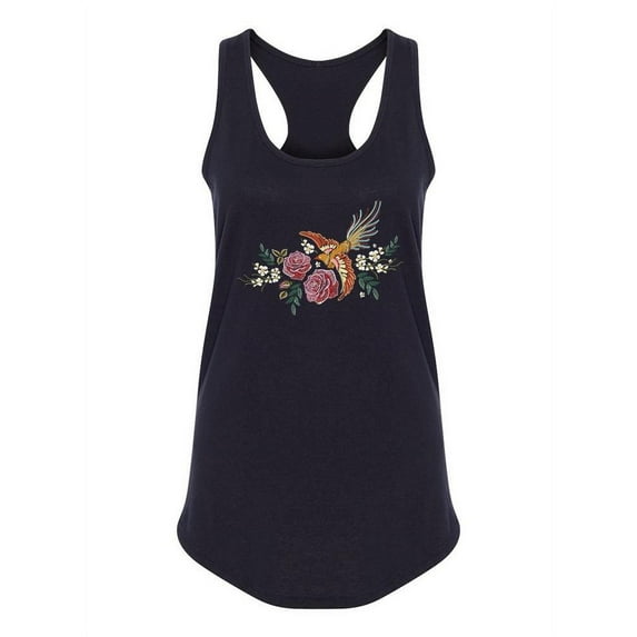 Flowers And Japanese Bird Design Tank Women -Image by Shutterstock, Female x-Small
