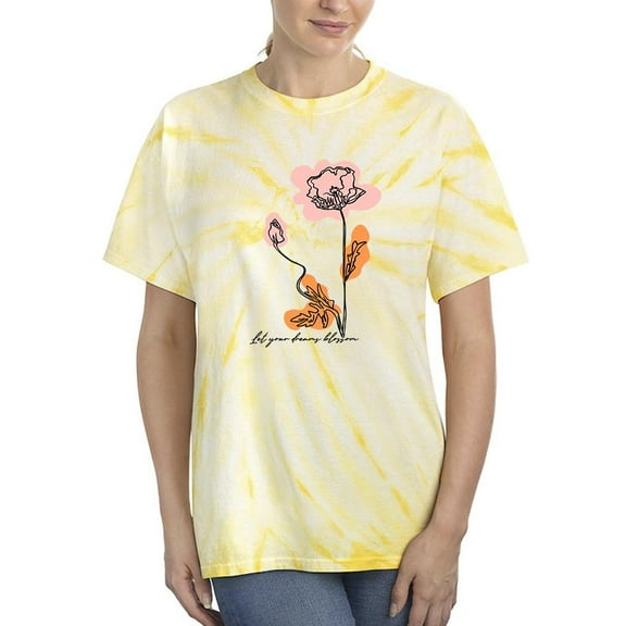 Flowers And Leaves Lineart Tie Dye Cyclone Women -Image by Shutterstock, Female Small
