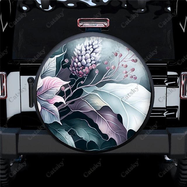 Flowers And Leaves Paintings Polyester Universal Spare Wheel Tire Cover