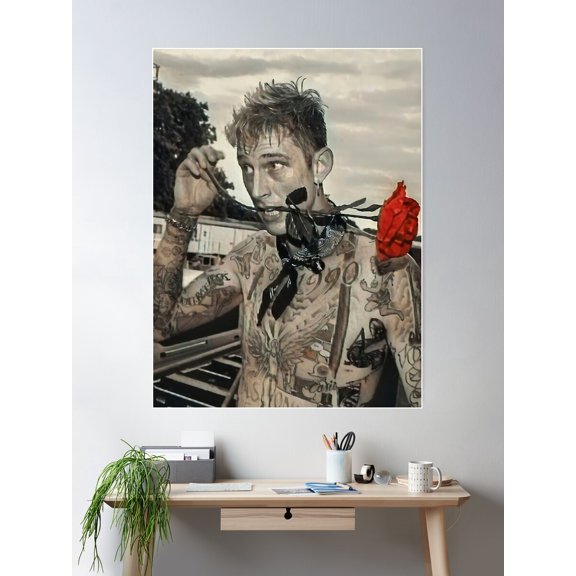 Flowers And Tatto Poster Wall Art, Modern Wall Decor For Living Room Bedroom, 8x12 UNFRAMED