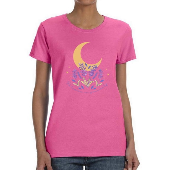 Flowers And The Moon T-Shirt Women -Smartprints Designs, Female 5X-Large