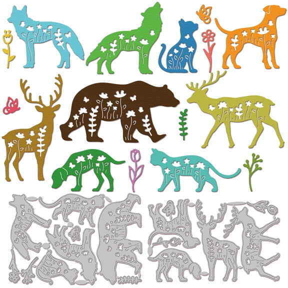 Flowers Animals Cutting Dies for DIY Scrapbooking Metal Cats Dogs Cut Dies Wildflowers Butterflies Die Cuts for Card Making Embossing oto Album