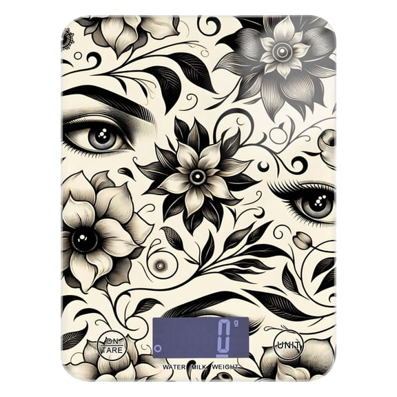 Flowers Around Eyes Food Scale Digital Kitchen Scale Waterproof Tempered Glass Tare Function 11 lb for Baking Cooking Meal Prep
