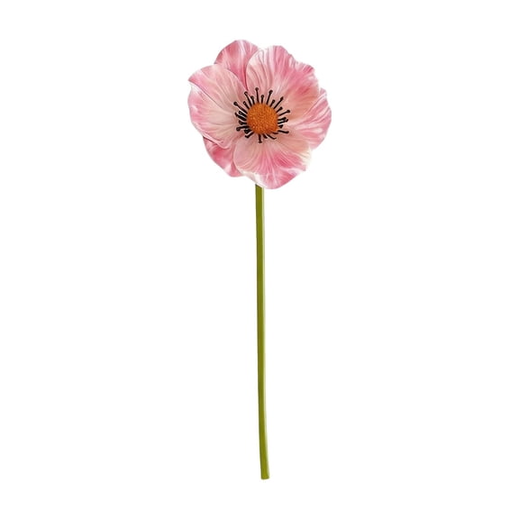 Flowers Artificial 11 Inches Realistic Reusable Flowers Bouquet for Home Desk Vase Decor Anemone Flowers Pu Material Real Look And Feel No Watering Living Room Office Workspace , 1 Artificial Flower