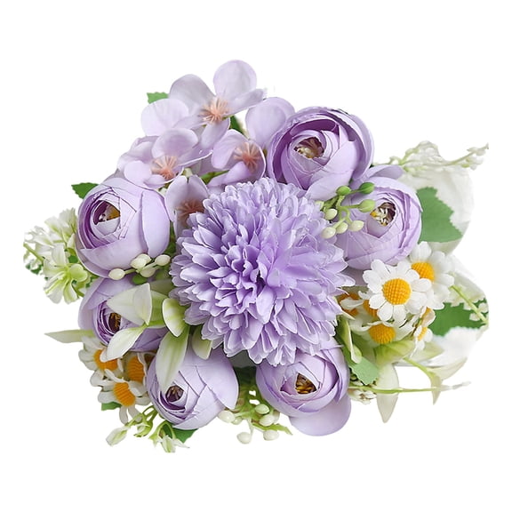 Flowers Artificial Silk Hydrangea Bouquets Faux Floral Arrangements Picks Fake Spring Flowers for Cemetery Grave Vase Wedding Home Decor Indoor Outdoor,purple,11.81"