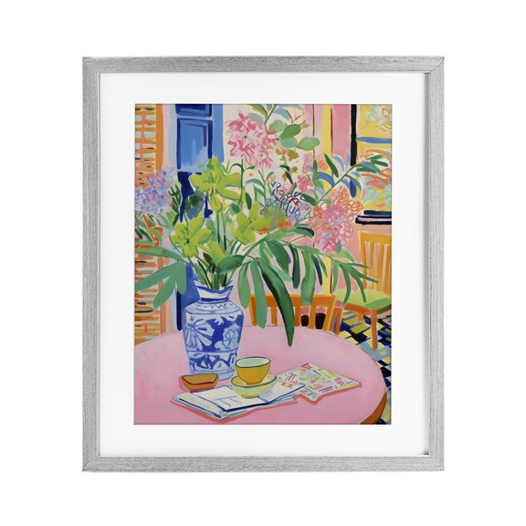Stupell Industries Flowers At The Table Gray Framed Print Under Glass, design by Creative Studio, 16 x 13