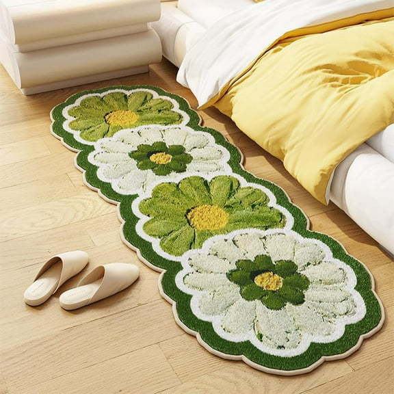 Flowers Bath Carpet Super Absorbent Non Slip 50*140cm, DELESYS Bathroom Mat Machine Washable and No Shed Rug for Shower, Sink and Balcony