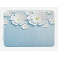 thumbnail image 1 of Flowers Bath Mat, Abstract 3D Style Effect Cherry Blossoms Modern Spring Sakura Pattern, Non-Slip Plush Mat Bathroom Kitchen Laundry Room Decor, 29.5 X 17.5 Inches, Pale Blue and White, Ambesonne, 1 of 2