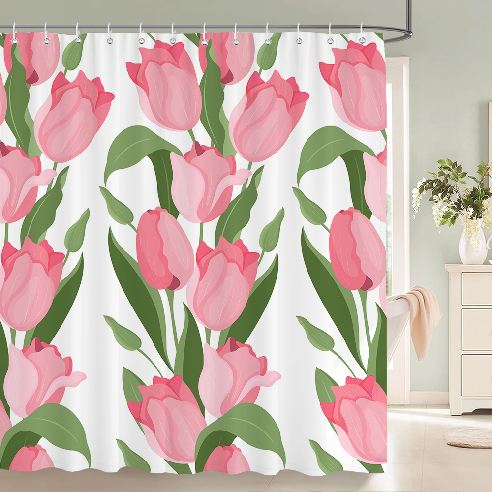 Flowers Bathroom Curtain With 3d Shower Curtains Waterproof Print ...