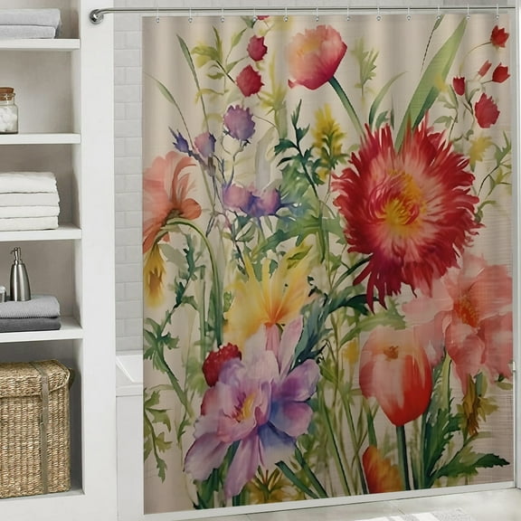 Flowers Bathroom shower curtain waterproof shower curtain Suitable for home bathrooms