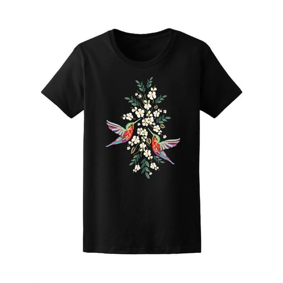 Flowers & Beautiful Hummingbirds T-Shirt Women -Image by Shutterstock, Female Small