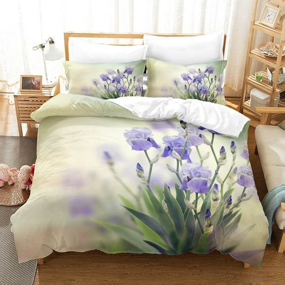 Flowers Bedding Set Colourful Flower Plant Duvet Cover Set King Full Size for Kids Women Polyester Comforter Cover
