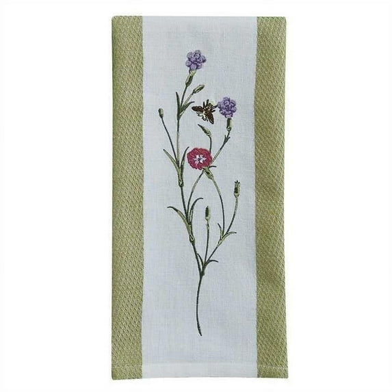 Flowers & Bee Embroidered Waffle Dishtowels - Set of 2 - Park Designs