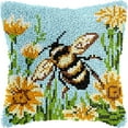 thumbnail image 1 of Flowers & Bee Latch Hook Pillow Kits for DIY Throw Pillow Cushion Embroidery Latch Hooking Pillowcase Kits with Preprinted Canvas Crochet Yarn Kits for Home Decor 17''X 17''(d90), 1 of 7