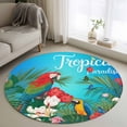 thumbnail image 1 of Flowers Birds Round Area Rug 4ft, Summer Botanical Floral Watercolor Butterfly Washable Non-Slip Circle Rugs for Bedroom Living Room Kitchen, Soft Non Shedding Circle Carpet for Dining Room Dorm, 1 of 9