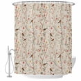 thumbnail image 1 of Flowers Birds Shower Curtain, Waterproof Shower Curtains for Bathroom, Country Retro Botanical Floral Branches Washable Fabric Bathtub Curtain Set Bath Decor with 12 Hooks 48"x72", 1 of 8