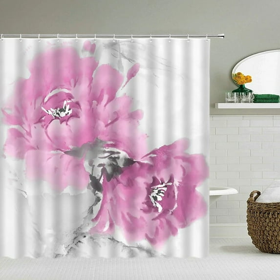 Flowers Birds Shower Curtains Green Plants 3d Print Bathroom Curtain Waterproof Decor Polyester Fabric With Bath Curtain