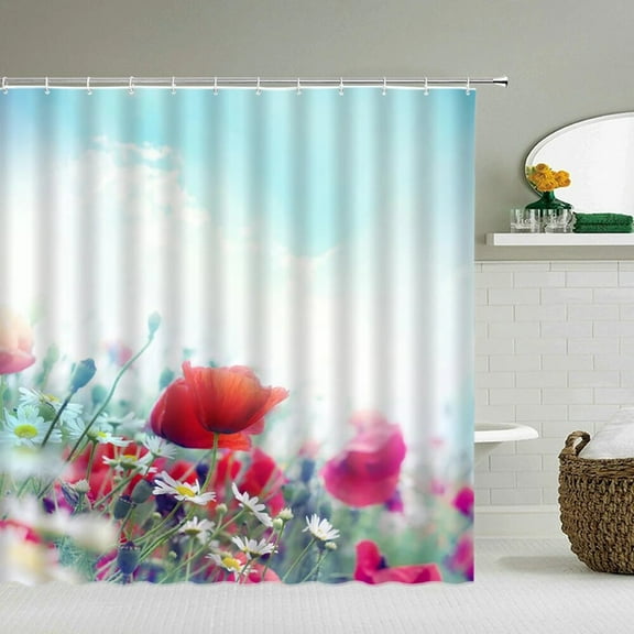 Flowers Birds Shower Curtains Green Plants 3d Print Bathroom Curtain Waterproof Decor Polyester Fabric With Bath Curtain