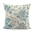 thumbnail image 1 of Flowers Birds Trees Blue Throw Pillow Cover,Floral Cushion Case Outdoor Decoration for Sofa Couch Farmhouse, 1 of 5