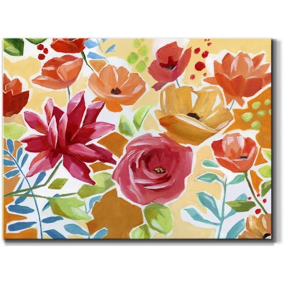 Flowers in Bloom (2) Wall Art, Beautiful Spring Floral Artwork, Vibrant Colors, Premium Gallery Wrapped Canvas Décor, Ready to Hang, 12 in H x 18 in W, Made in America Print