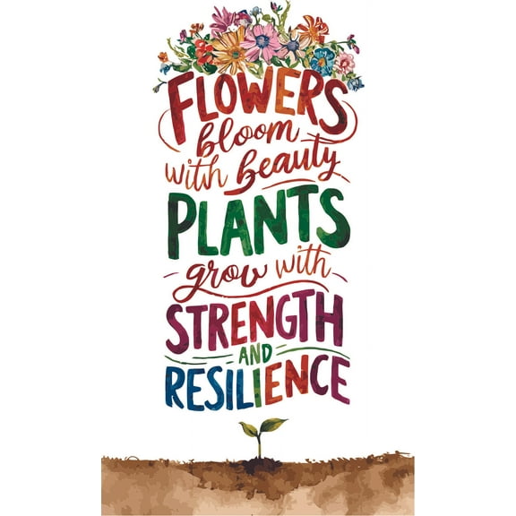 Flowers Bloom with Beauty Quote Positive Life Motivation Inspiration Quotes Saying Wall Art Sticker Designs Vinyl Stickers For Home House Walls Rooms Windows Bedroom Decoration Size (8x12 inch)