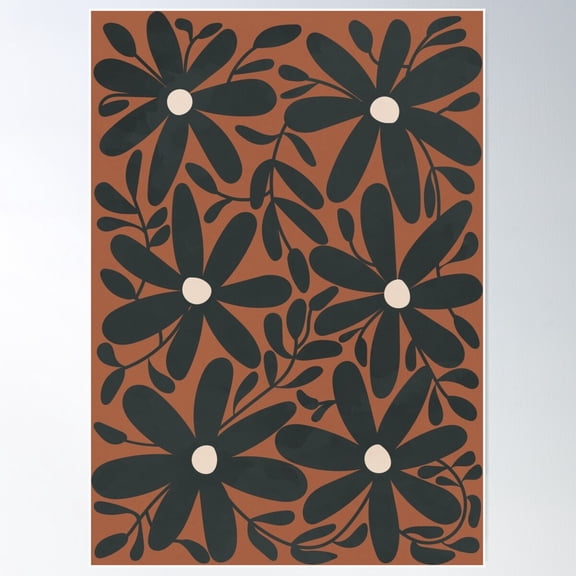 Flowers Bloom Brown Poster Wall Art Modern Wall Decor For Living Room Bedroom Art