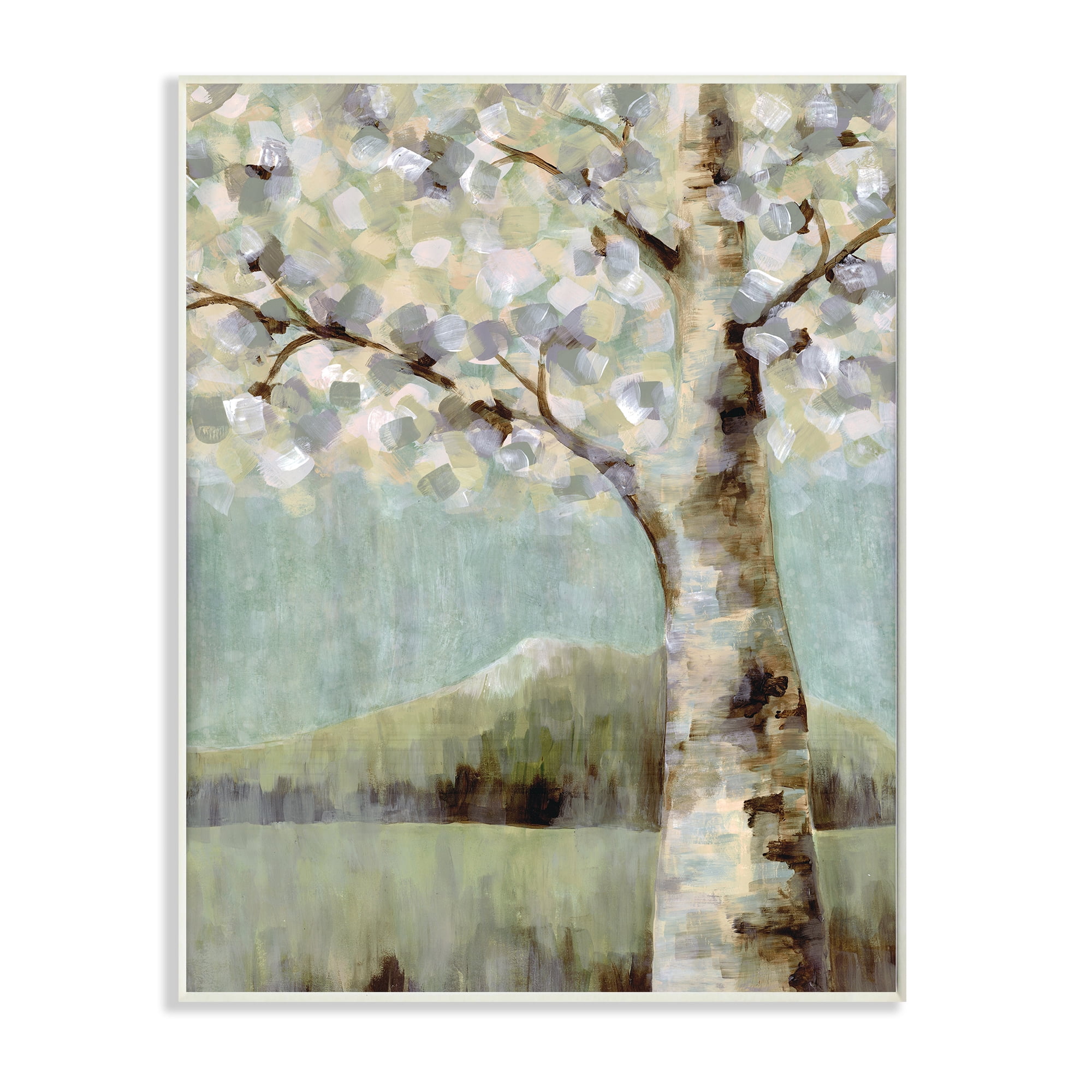 Stupell Industries Flowers Blooming on Neutral Tree Landscape,13 x 19,Designed by Doris Charest