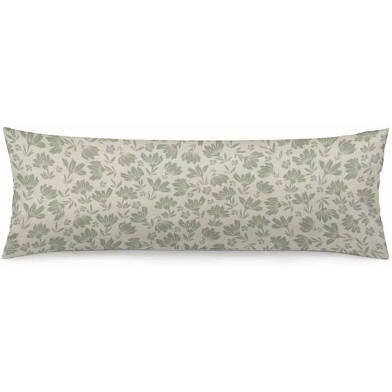 Flowers Body Pillow Cover 20"x54" Pillow Case Cute Old White Contrast Floral Long Pillow Cases Protector with Zipper Daisy Flower Decorative Bedding Pillowcase Rectangle Cushion Covers,Sage Green