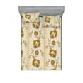 thumbnail image 1 of Flowers Boho Fitted Sheet & Pillow Sham Set, Oriental Floral Design with Vertical Leaves Pattern Ethnic Artwork, Decorative Printed 3 Piece Bedding Decor, Full, Pale Tan Dark Yellow, by Ambesonne, 1 of 2