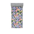 thumbnail image 1 of Flowers Boho Fitted Sheet & Pillow Sham Set, Watercolor Design Vintage Florals and Leaf Pattern Spring Vibe Print, Decorative Printed 2 Piece Bedding Decor, Twinxl, Lavender Pastel Pink, by Ambesonne, 1 of 2